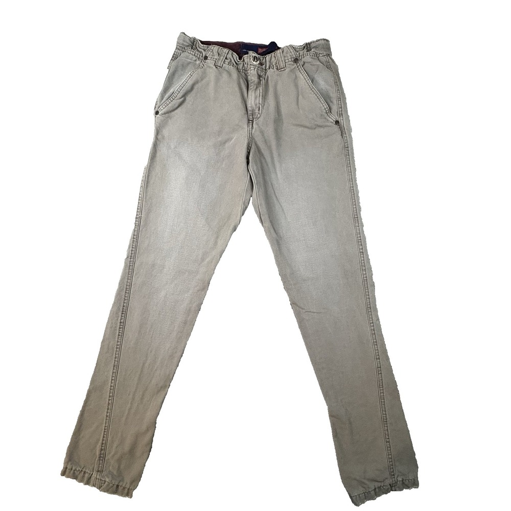 Pool Men's 40 (30.5x32.5) Gray Elastic Waist Corduroy Trim Utility Pants Casual